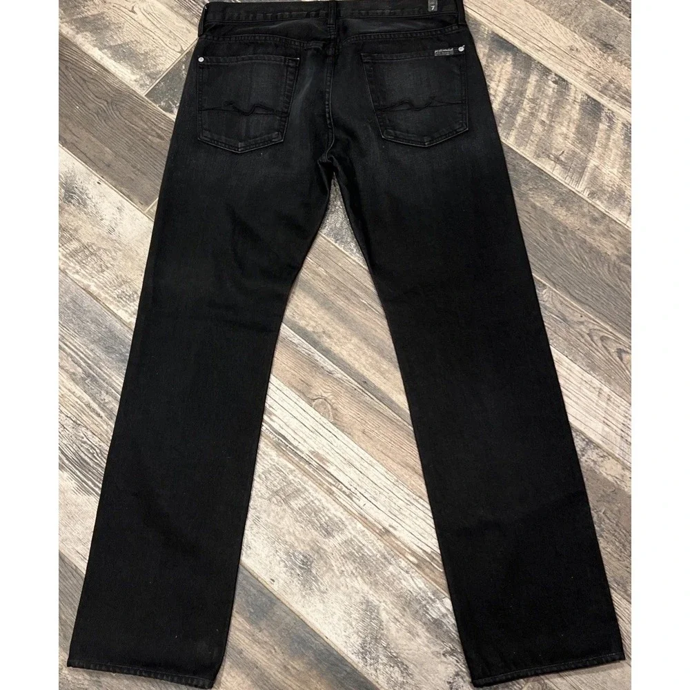 7 For All Mankind Standard Straight Leg Jeans Mens Black Denim Button Fly 34x33